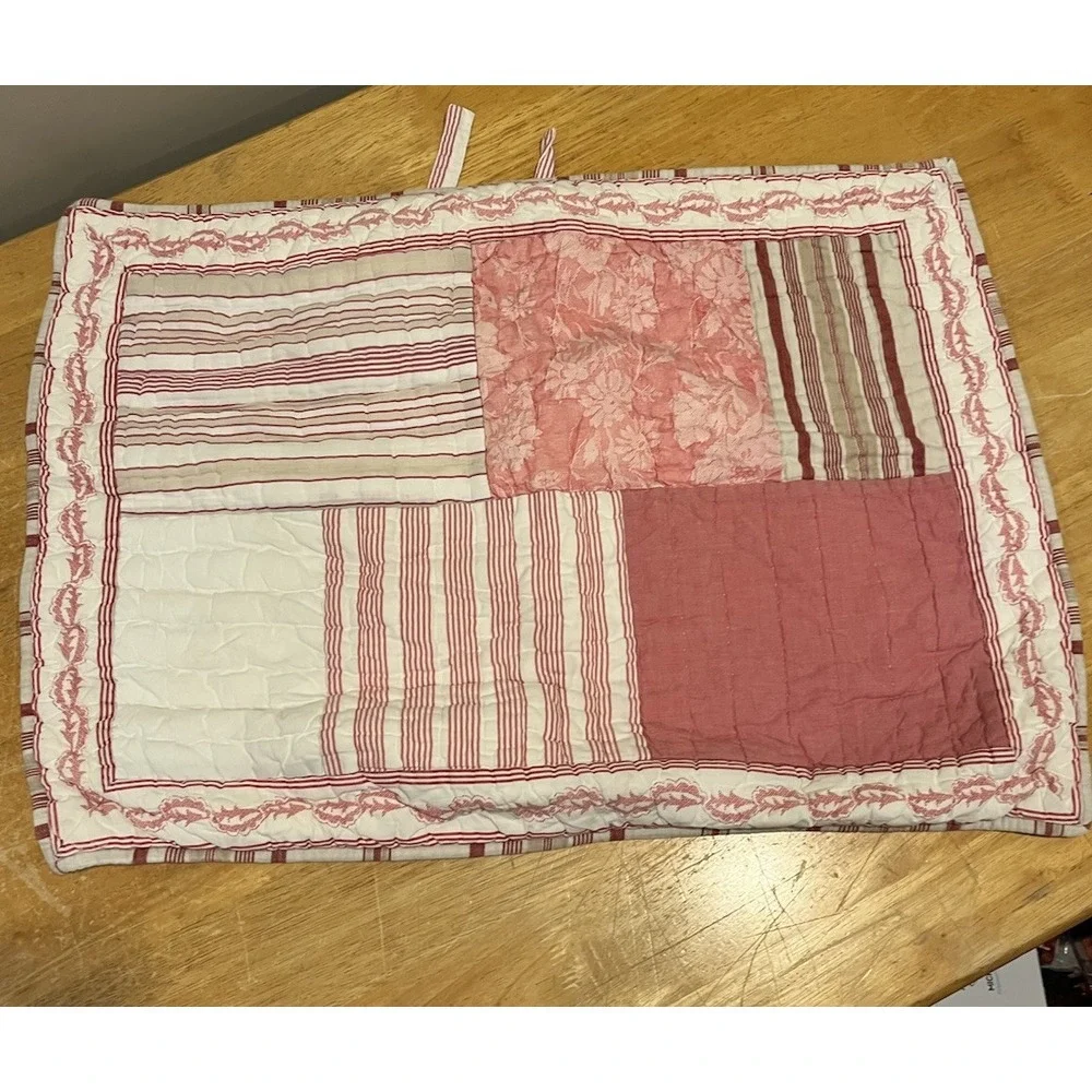 Pottery Barn Patchwork Sham Turkey Red Khaki Cream Standard French Cottage